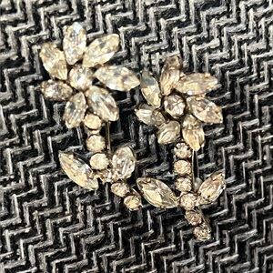 Vintage  Crystal Flower Earrings